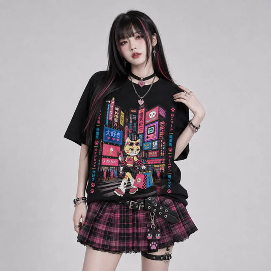 Akihabara Neko Shopping T-Shirt