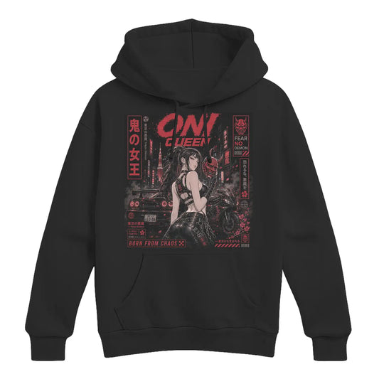 Oni Queen Born From Chaos Japanese Street Racing Hoodie