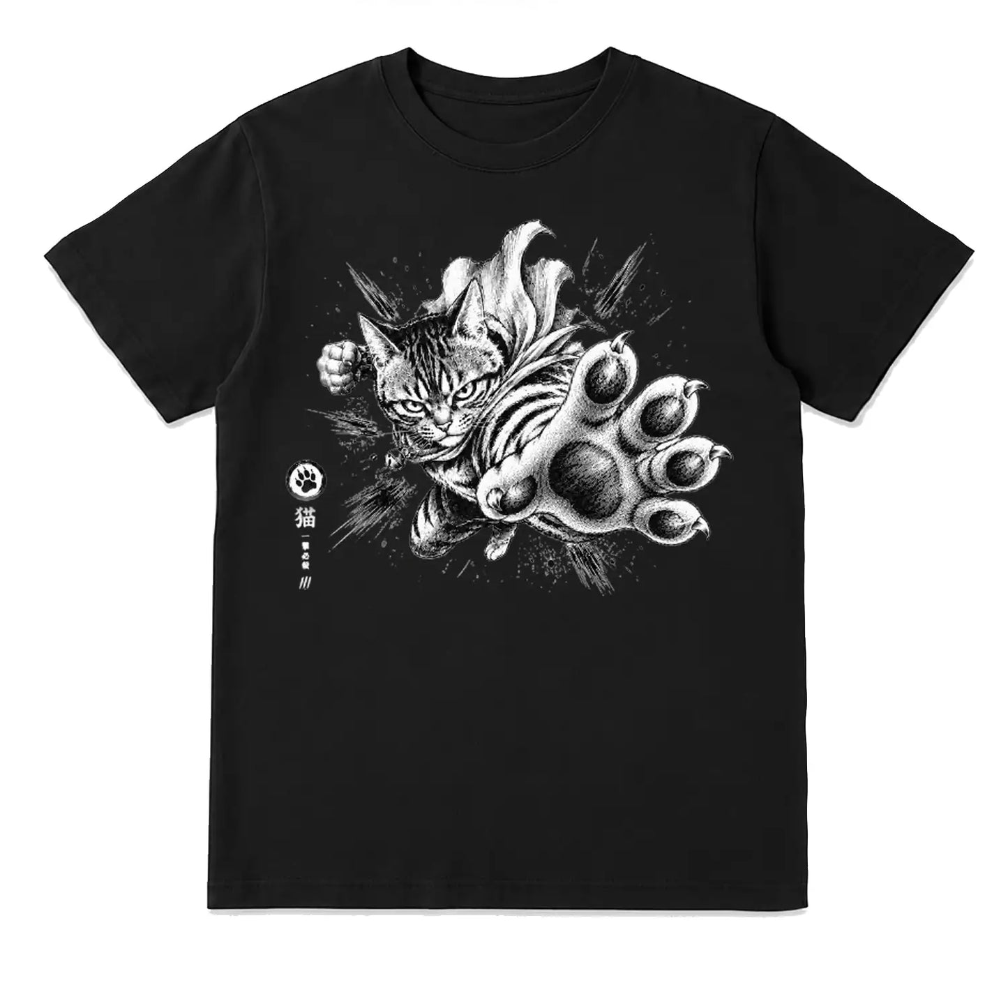 Fierce Paw Strike Japanese Cat T-Shirt