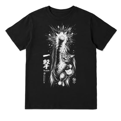 One Strike Japanese Fighting Cat T-Shirt