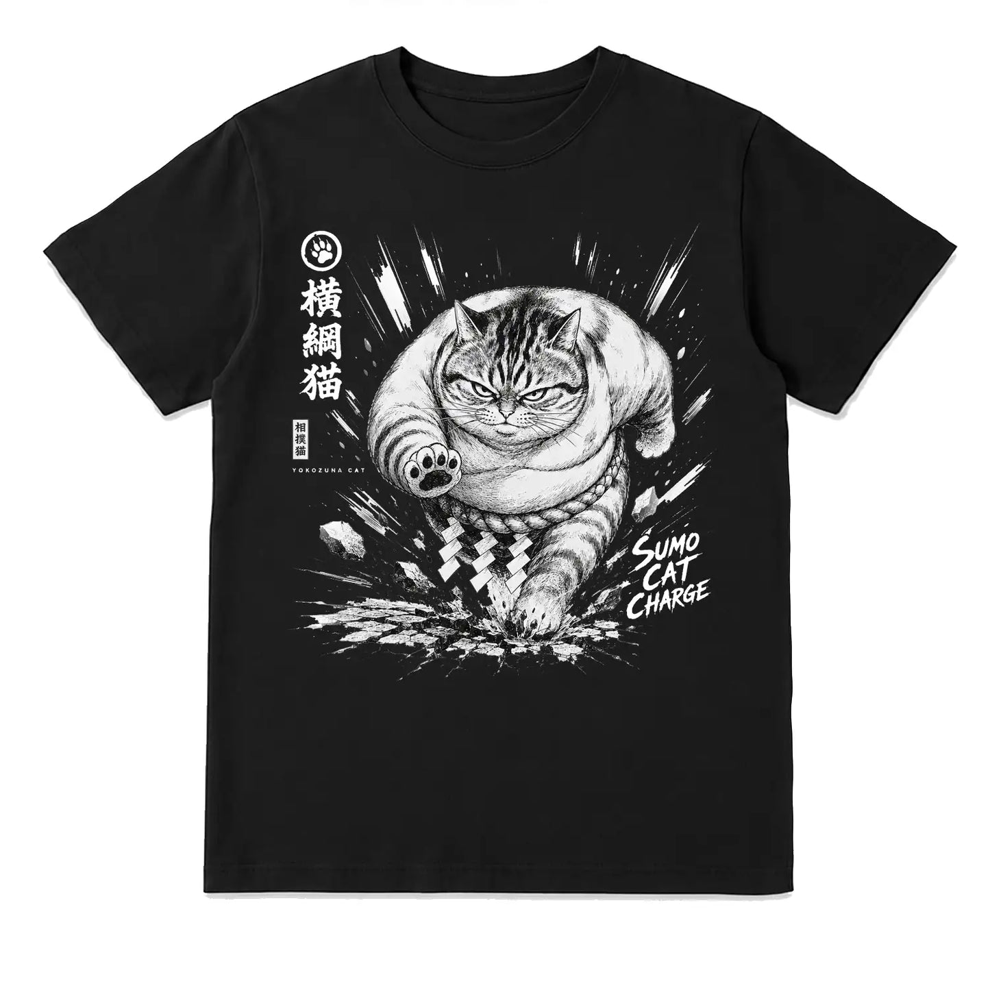 Sumo Cat Charge Japanese T-Shirt