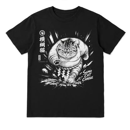 Sumo Cat Charge Japanese T-Shirt