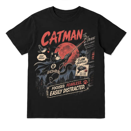 Catman Claw Grappler T-Shirt – Focused Fearless Easily Distracted Cat Hero