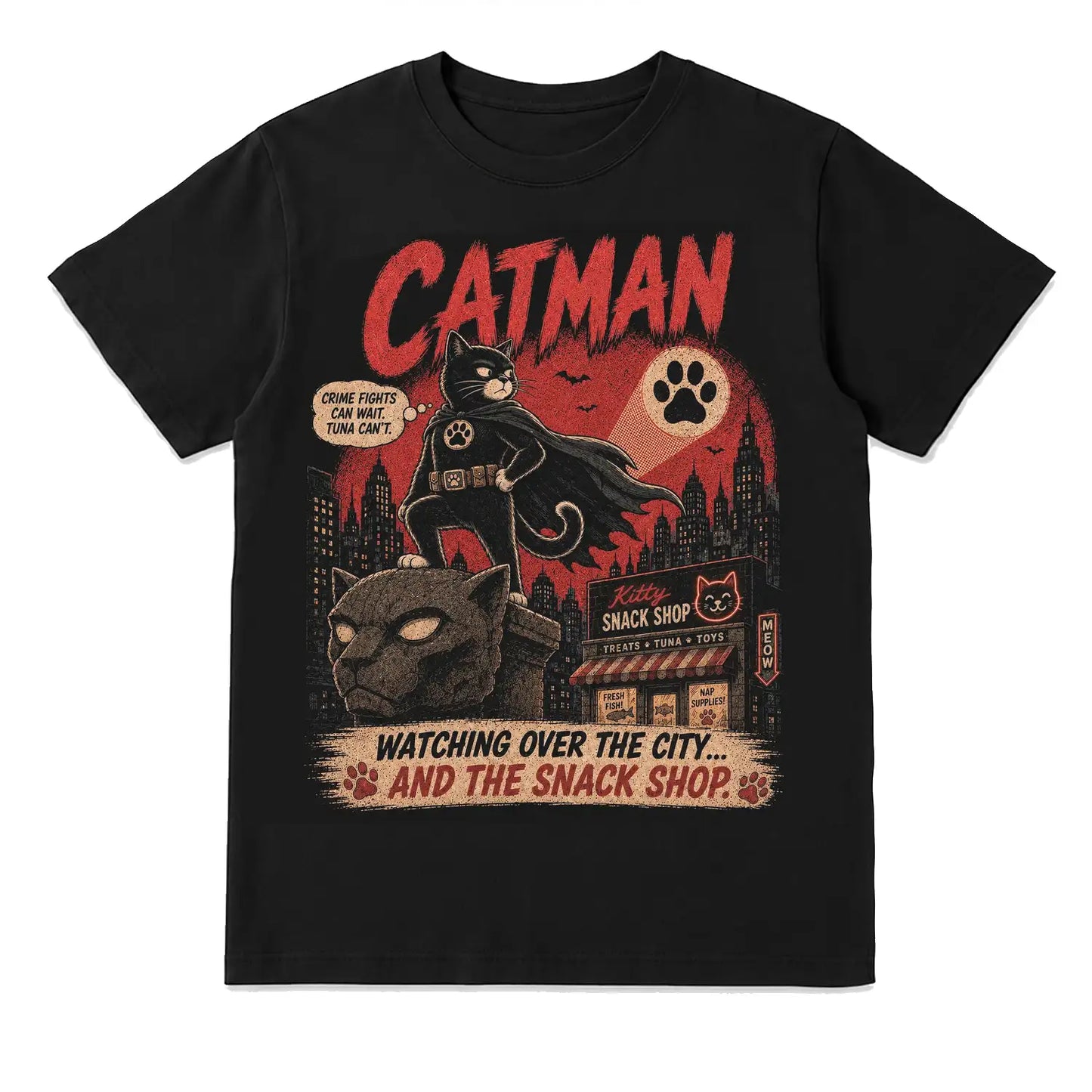 Catman Protecting the Kitty Snack Shop T-Shirt