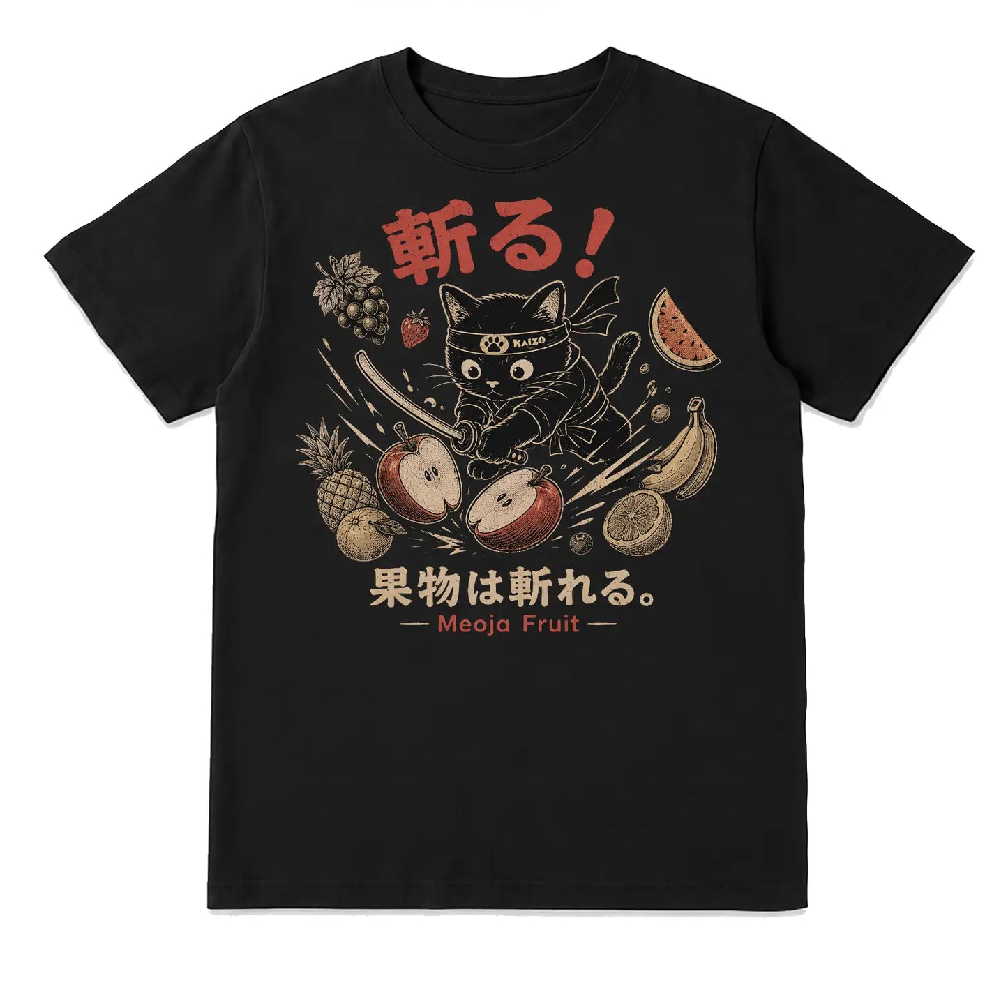 Fruit-Slicing Ninja Cat T-Shirt