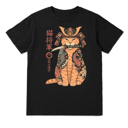 Samurai Cat General T-Shirt – Japanese Koi Warrior