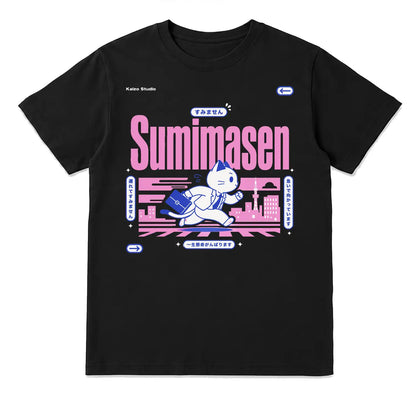 Sumimasen Running Cat Japanese T-Shirt