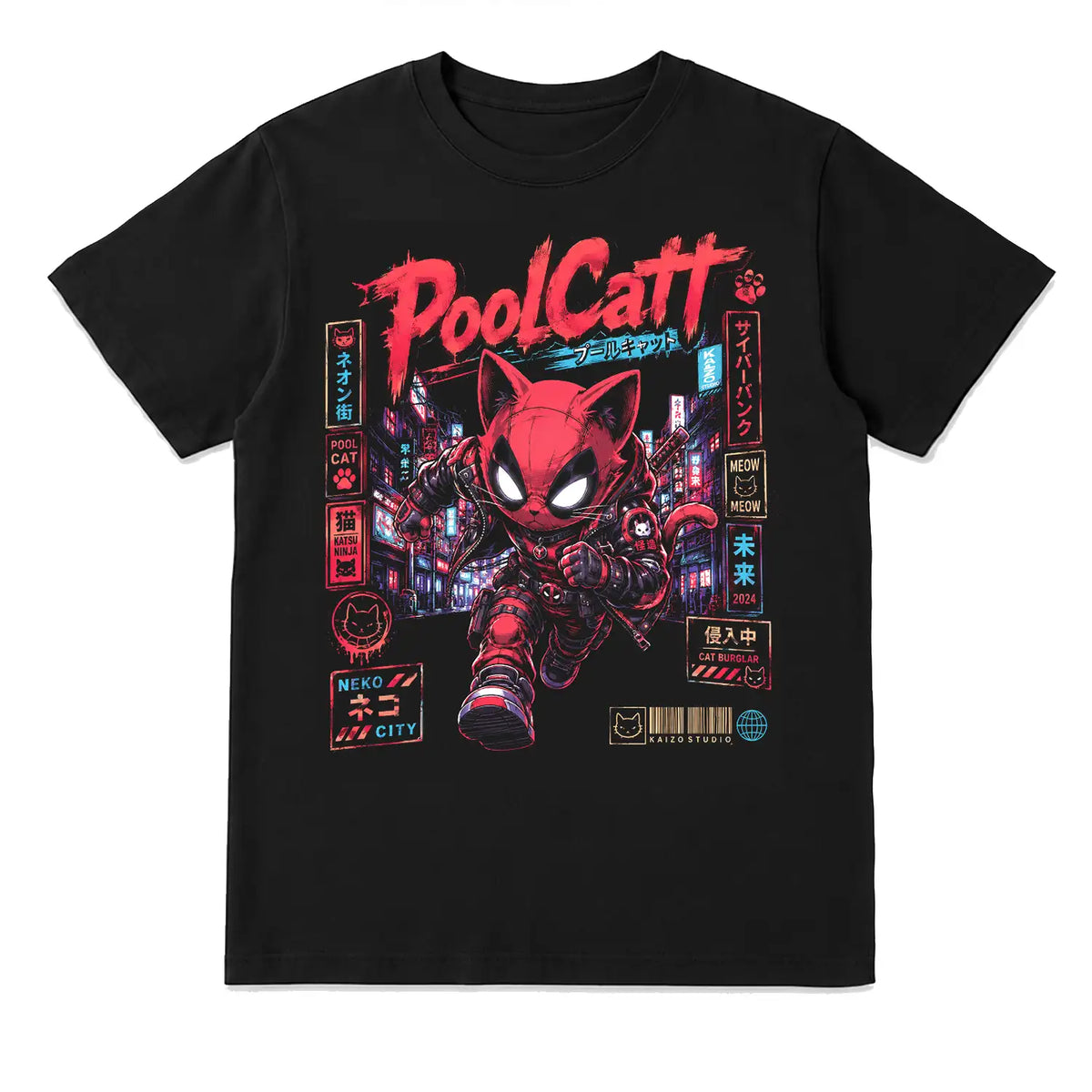Poolcat Cyberpunk Cat T-Shirt