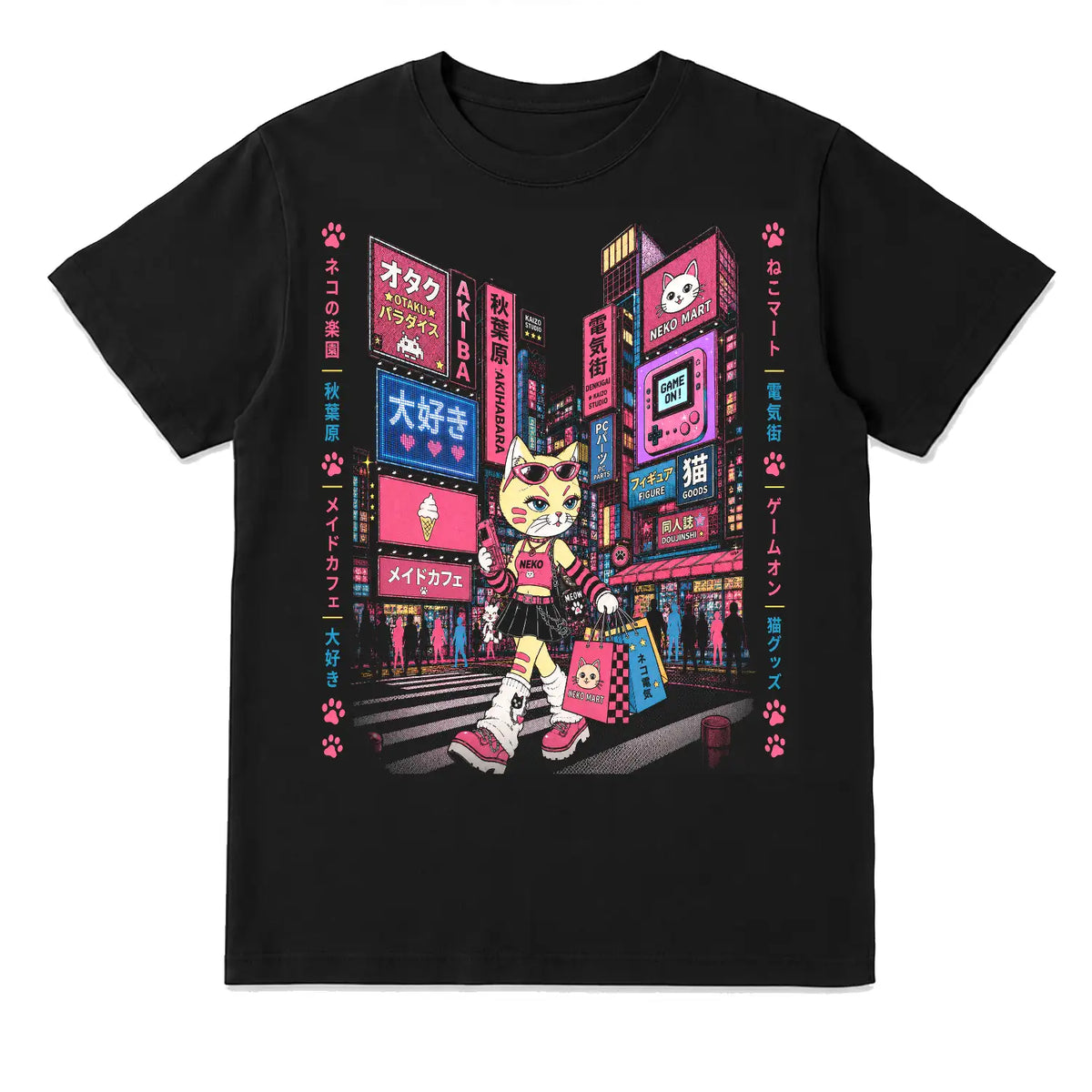Akihabara Neko Shopping T-Shirt