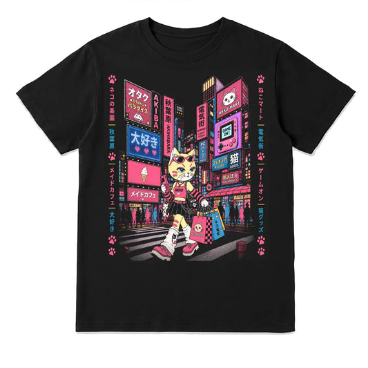 Akihabara Neko Shopping T-Shirt
