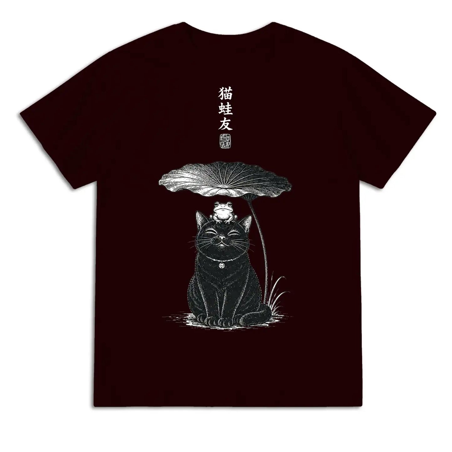 Japanese Cat and Frog Friendship T-Shirt