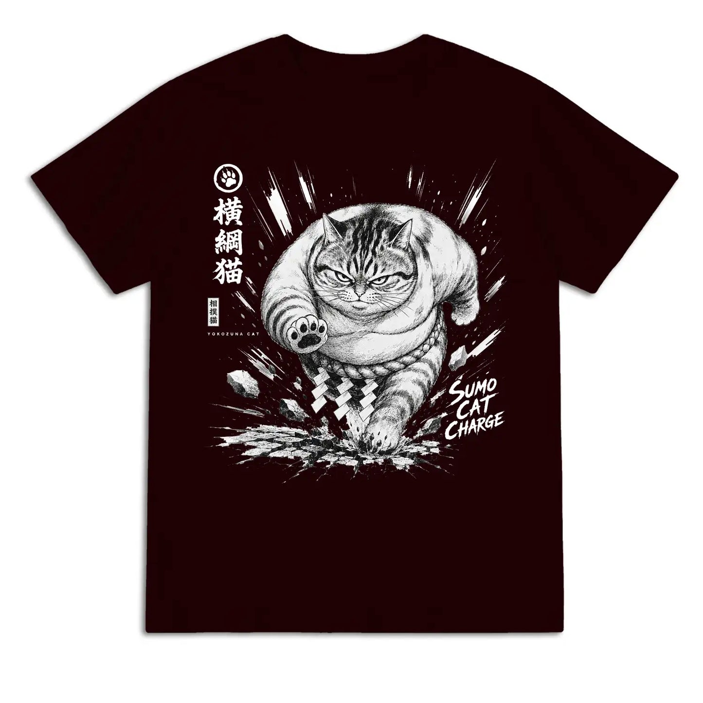 Sumo Cat Charge Japanese T-Shirt