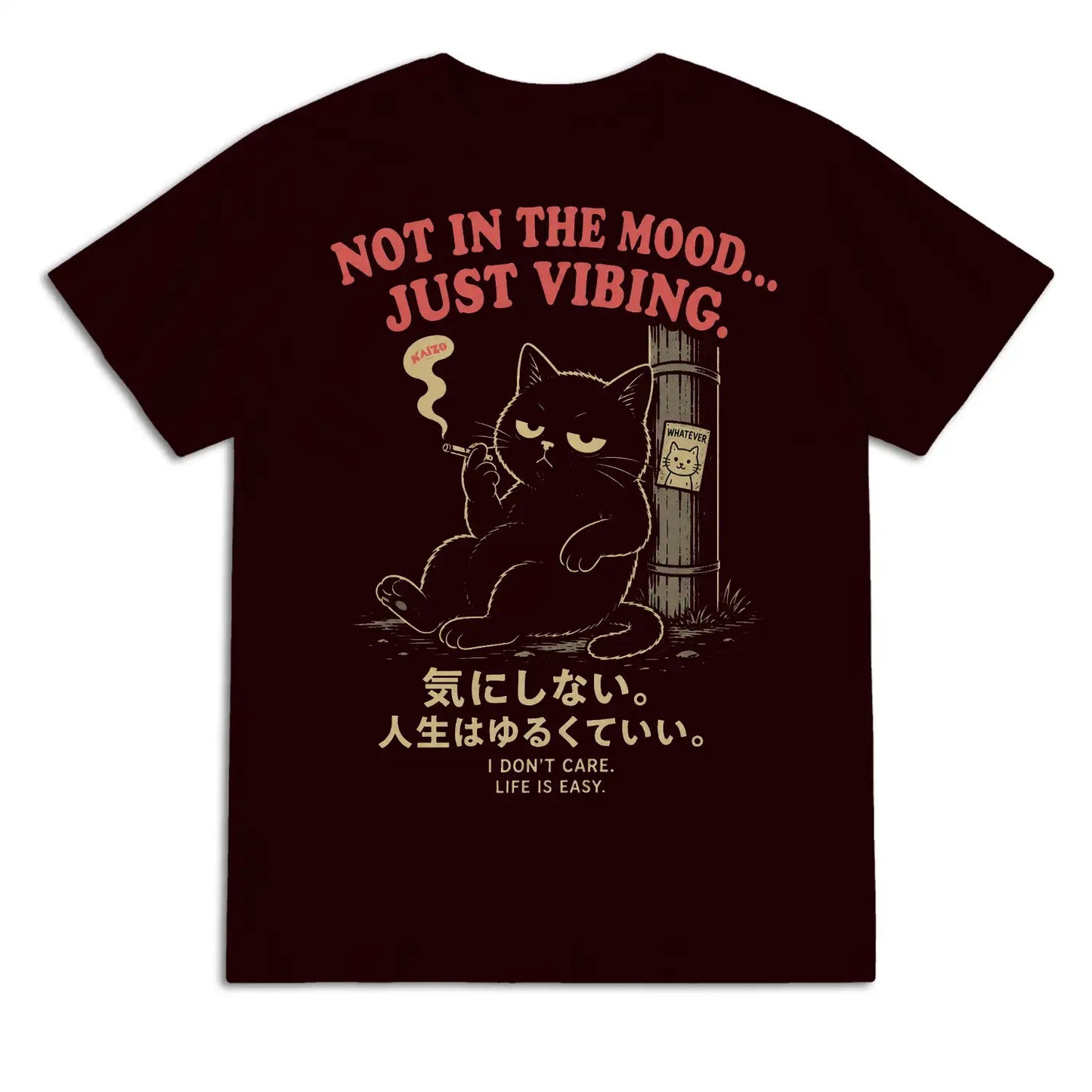 Not in the Mood Just Vibing Japanese Black Cat T-Shirt