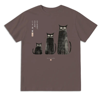 Three Black Cats Japanese T-Shirt