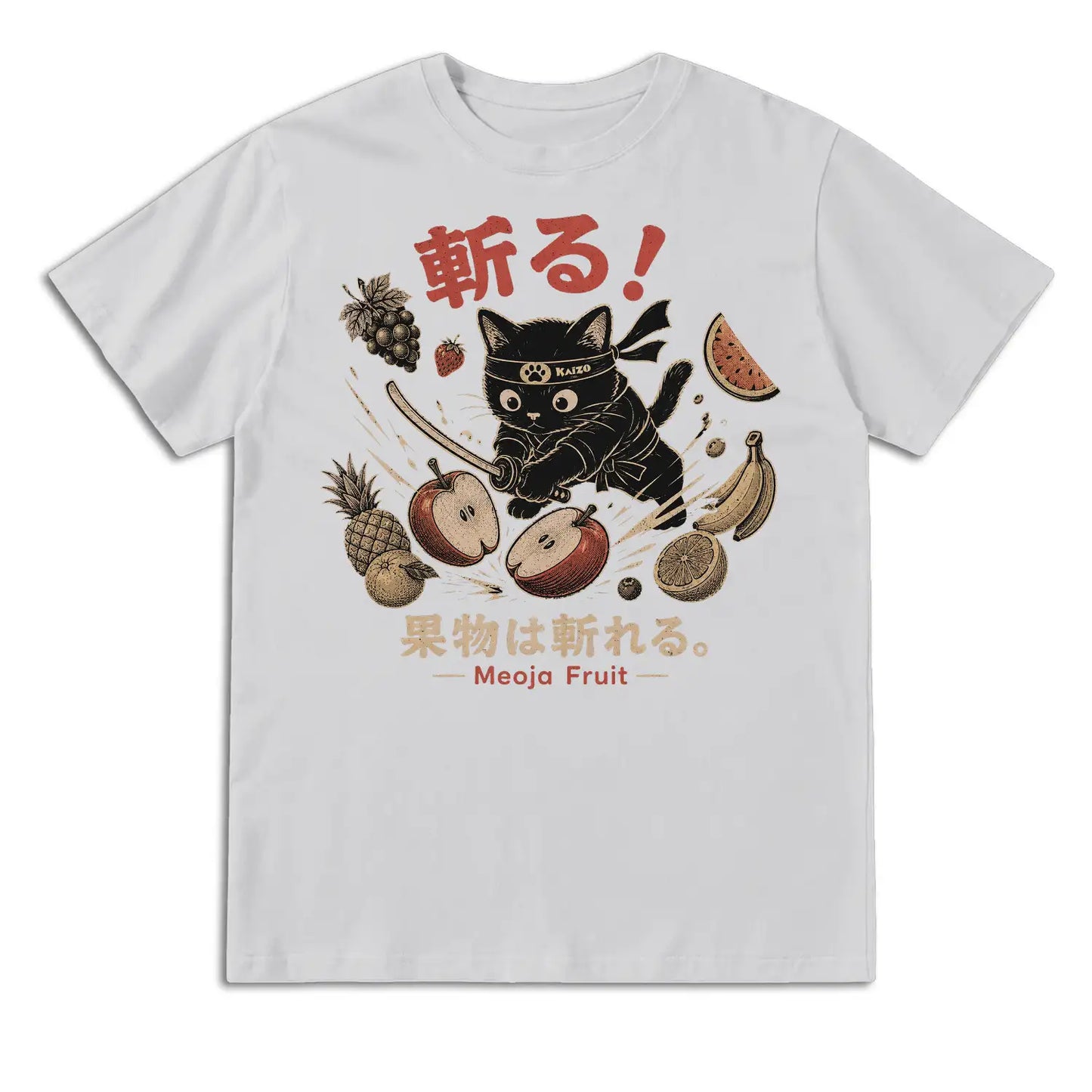 Fruit-Slicing Ninja Cat T-Shirt