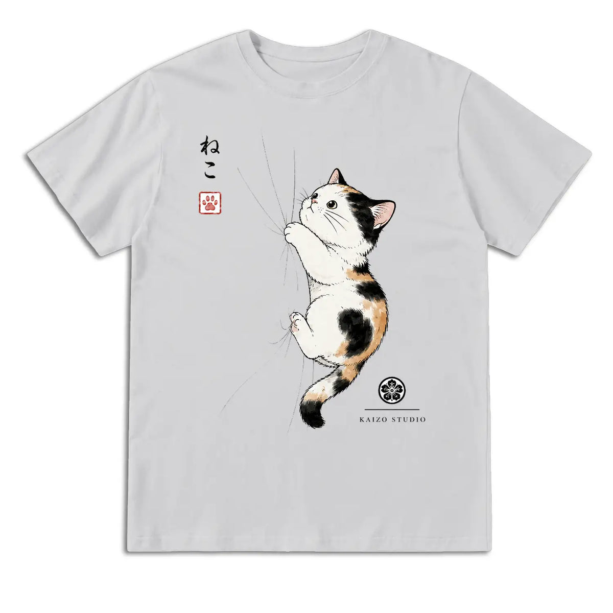 Climbing Calico Cat Japanese T-Shirt