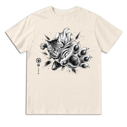 Fierce Paw Strike Japanese Cat T-Shirt