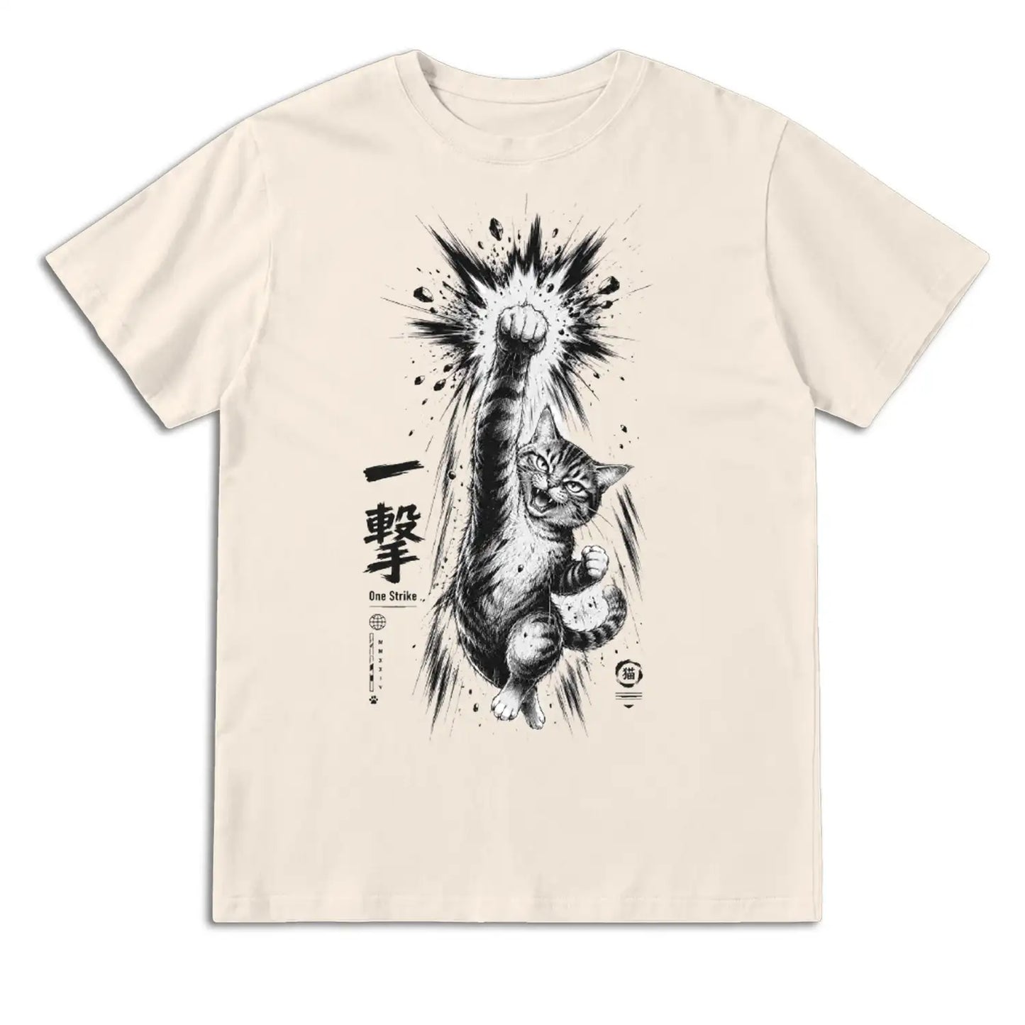 One Strike Japanese Fighting Cat T-Shirt
