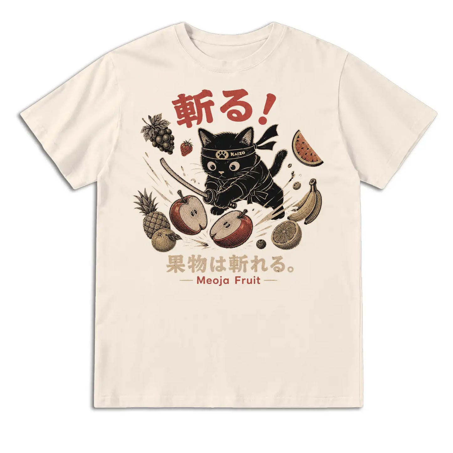 Fruit-Slicing Ninja Cat T-Shirt