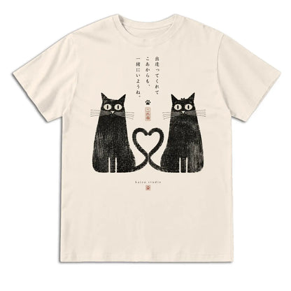 Together Forever Black Cats Japanese T-Shirt