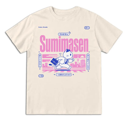 Sumimasen Running Cat Japanese T-Shirt