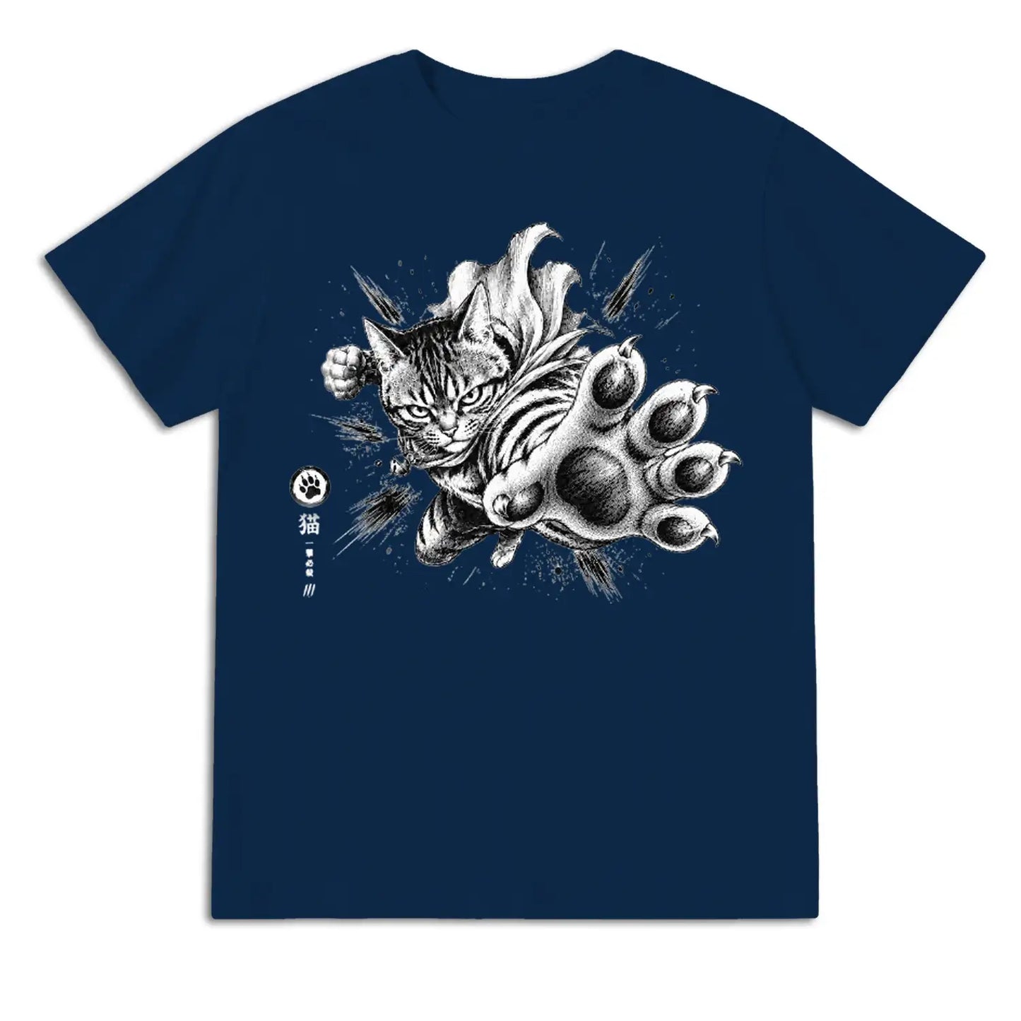 Fierce Paw Strike Japanese Cat T-Shirt
