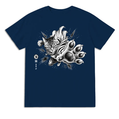 Fierce Paw Strike Japanese Cat T-Shirt