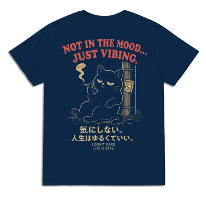 Not in the Mood Just Vibing Japanese Black Cat T-Shirt