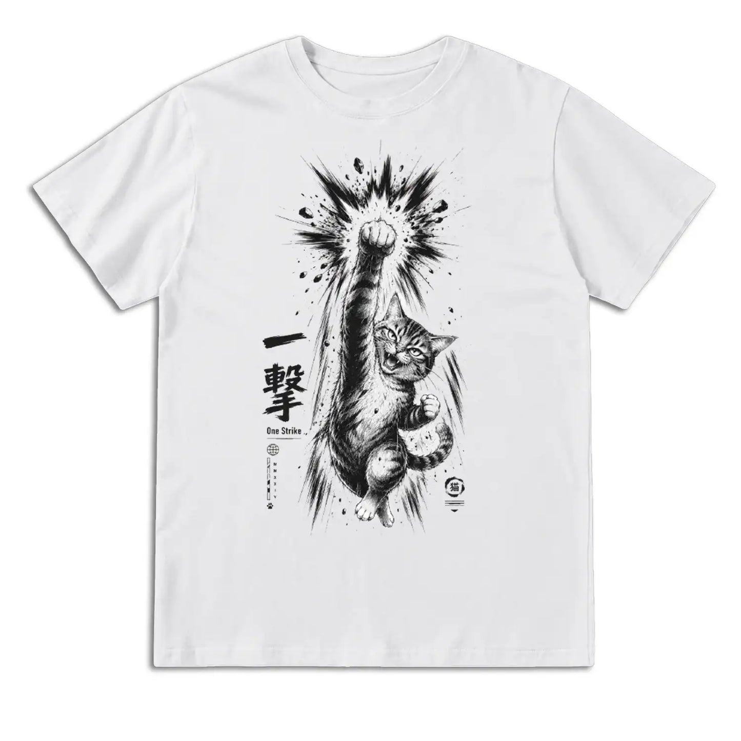 One Strike Japanese Fighting Cat T-Shirt