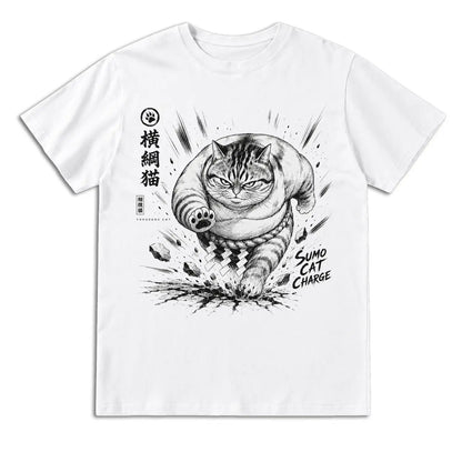 Sumo Cat Charge Japanese T-Shirt