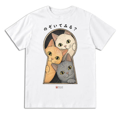 Peekaboo Cats Japanese T-Shirt