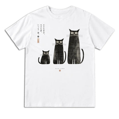 Three Black Cats Japanese T-Shirt